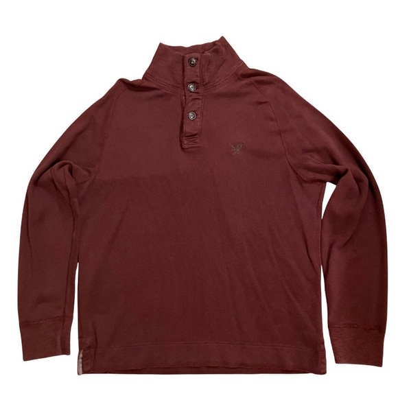 Other - American Eagle Heavyweight Henley Sweater XL Maroon 100% Cotton